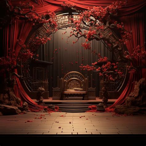 Ornate stage podium background with japanese elements | Premium AI ...