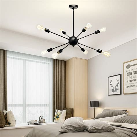 Buy 8-Light Matte Black Sputnik Chandelier Modern Pendant Lighting ...