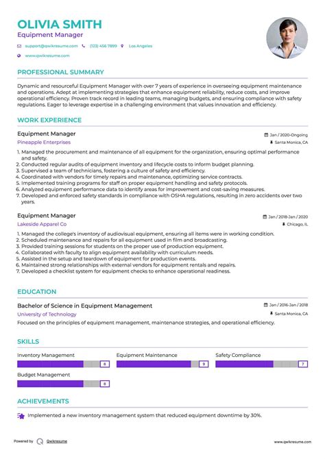 10+ Equipment Manager Resume Samples & Templates for 2025