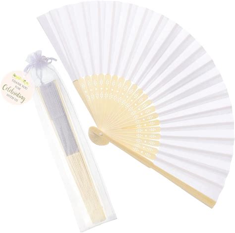 Amazon.com: 60 Set Wedding Hand Fans with Thank You Tags & Organza Bags ...