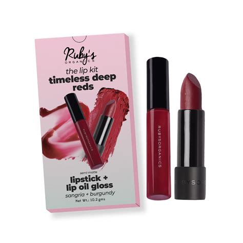 Buy Ruby's Organics Lip Beauty Gift Kit- Timeless Reds Combo Pack of ...
