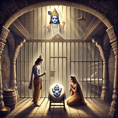 A detailed background illustration for Krishna Janmashtami set in a prison (Jail) . | Krishna ...