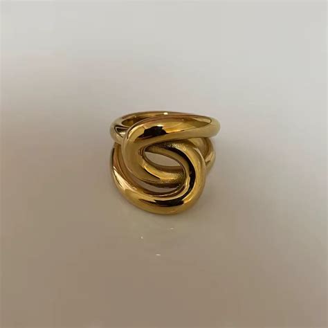 Double Circle Ring – Anti-Tarnish, Golden, Adjustable Fit – AREENA ...