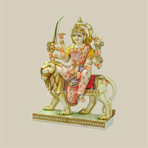 36" Large Ashtabhuja Goddess Durga Marble Statue