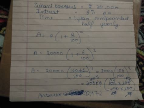 Suhani borrows rs. 20,000/- from Pariza at 6% per annum. What total ...