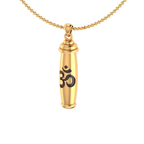 Yellow Gold Pendant With Chain Engraved With OM – VOYLLA