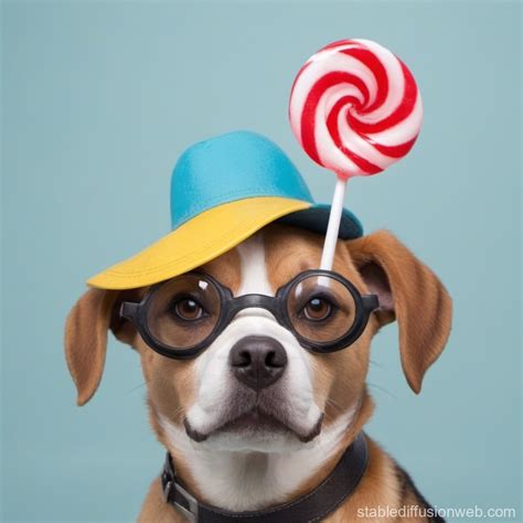 Dog with Propeller Hat and Lollipop | Stable Diffusion Online