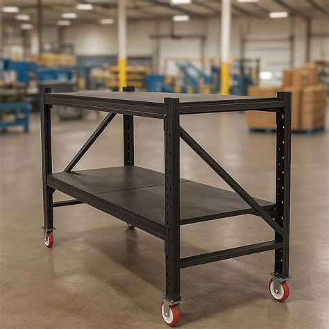 Steel Work Bench 1.5M x 0.6M x 1.03M On Castors Black – Hobbs Displays