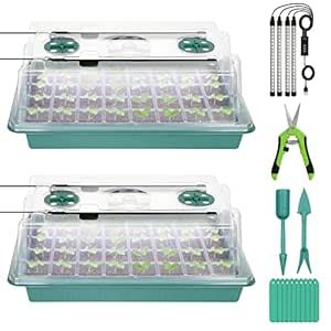 ERFEI Seed Tray Kits 2pack, 80 Cell Seed Starter Tray with 4 Grow ...