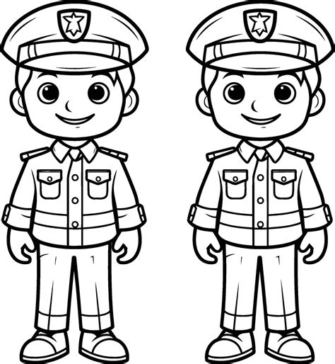 Coloring Page Outline Of Policeman and Police Officer Cartoon Character ...