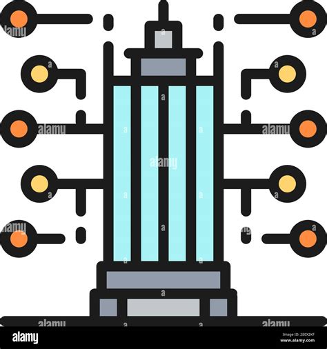 Smart building, new city technology flat color line icon Stock Vector ...