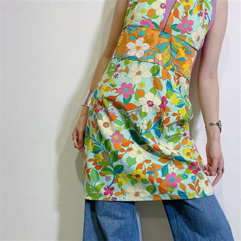 60-70s flower printed halter neck top | LEMON