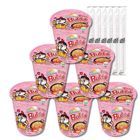 Buldak Ramen Noodles - Carbonara Flavor - Cup 6 Pack - Spicy Ramen ...
