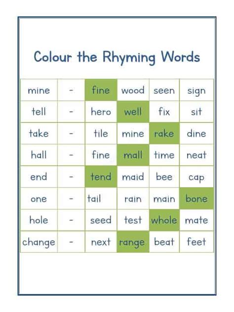 A2Zworksheets:Worksheet of Rhyming Word-11-Reading-English