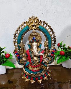 moonart Brass Lord Ganesha in Blessing Idol for Multi Gemstone Handwork ...