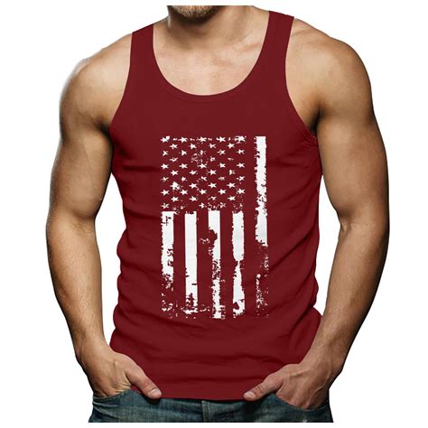 Caqnni Men's American Flag Tee Shirts Patriotic Short Sleeve T-Shirt ...