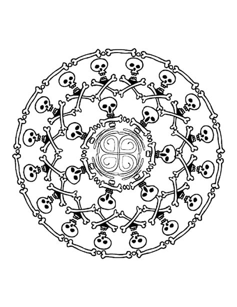 Skulls and Bones in Halloween Mandala coloring page - Download, Print ...