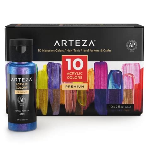htconline.in| Arteza Iridescent Acrylic Paint - Set of 10 (60ml)