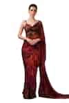 Buy Maroon Chiffon, Silk Embroidery, Zari Sweetheart Floral Print Saree ...