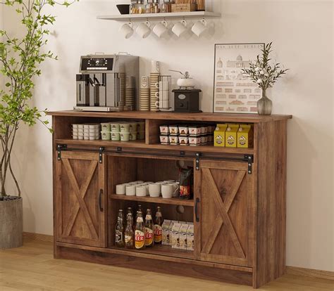 Buy 4 EVER WINNER Farmhouse Coffee Bar Cabinet with Storage, 52” Buffet ...