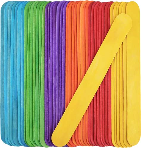 Amazon.com: KTOJOY 8 Inch 60 Pcs Colored Jumbo Wooden Craft Sticks ...