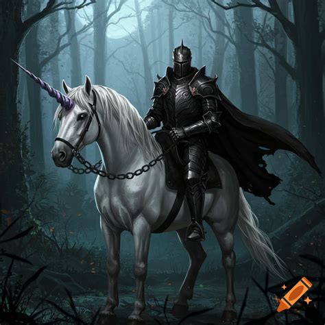 A determined blonde woman in a dark cloak rides a black horse through an autumn forest with ...