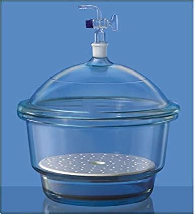 ABG GLASS DESICCATOR WITH VACUUM STOPCOCK (GLASS SPINDLE) & PORCELAIN ...