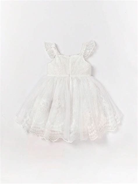Cozy Pixies Baby Girl Solid Contrast Lace Ruffle Trim Mesh Overlay ...