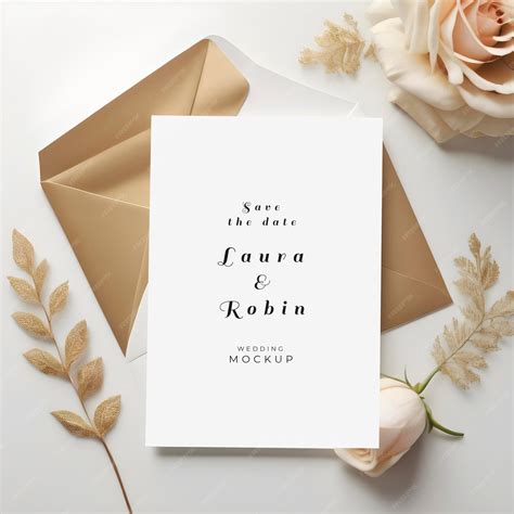 PSD invitation mock up template with floral elements | Premium AI ...