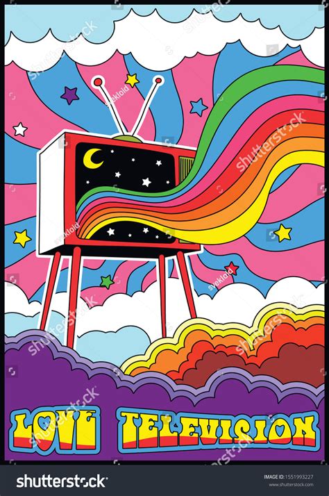 Love Television Poster Psychedelic Art 1960s: vector de stock (libre de ...