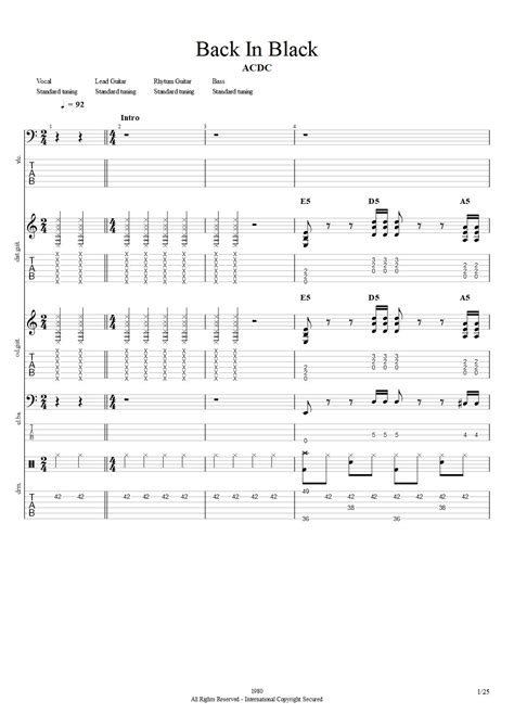 Guitar Chords For Back In Black