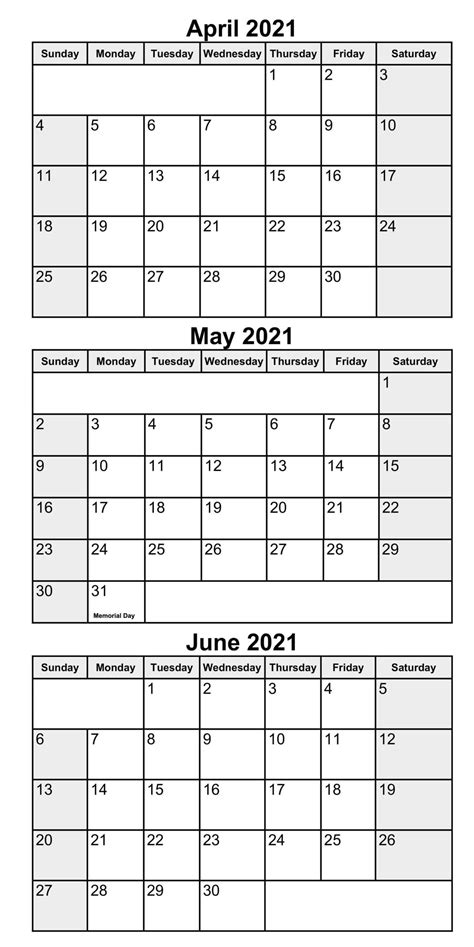 April May And June Calendar - Printable Calendars AT A GLANCE