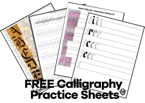 4 Free Printable Calligraphy Practice Sheets (PDF Download) - Calligrascape