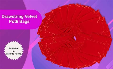 DMS RETAIL Red Velvet Red Velvet Drawstring Pouch Bag Wedding Gift ...