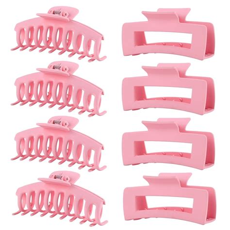 Amazon.com : Pink Hair Clips for Women -8 Pack 4.3 Inch Large Hair Claw ...