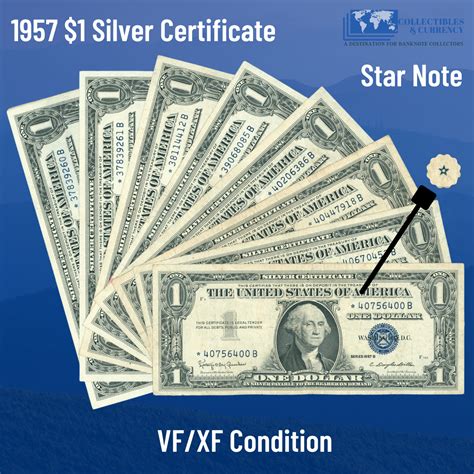 1957 $1 One Dollar Silver Certificate Star Note Blue Seal, VF/XF Condi
