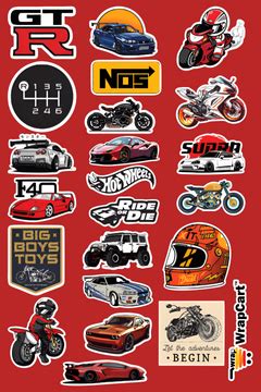 Mini Sticker Pack - Cars & Bikes – WrapCart Skins