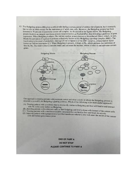 AP Biology Section 1 Practice Test - 63. The Hedgehog protein (Hh ...