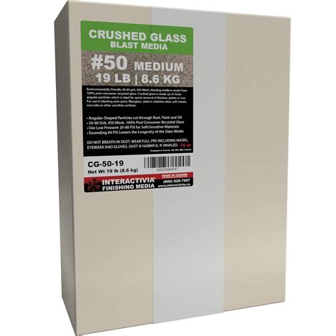 30-60 Grit (#50) Crushed Glass Abrasive - 19 lb or 8.6 kg - Blasting ...