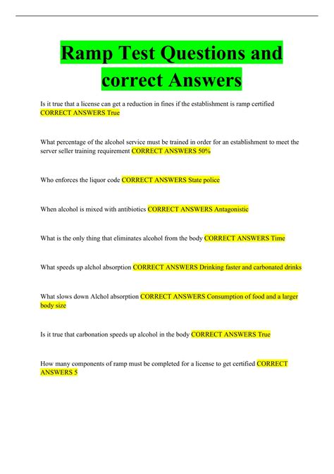 Ramp Test Questions and correct Answers - Ramp Certification - Stuvia US