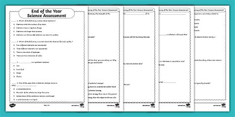 Middle School End of the Year Science Assessment 6th-8th