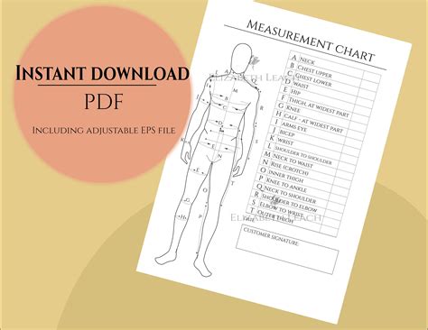 Male Body Measurement Chart for Dressmakers/tailors - Male Body - Fillable Male Measurement ...