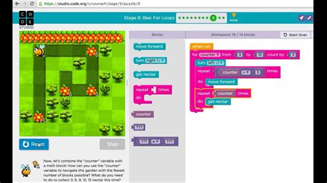 Image result for Code.org Lessom 14 Loops with Bee