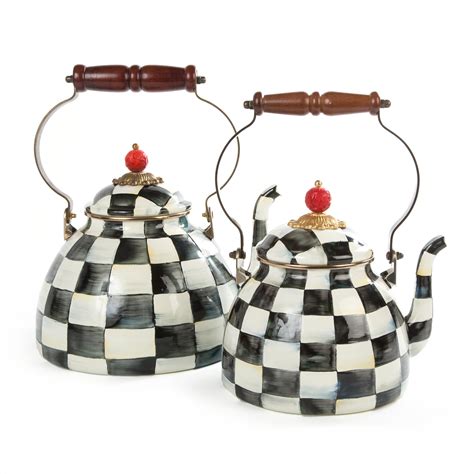 Courtly Check Enamel Tea Kettle - 3 Quart | Mackenzie childs, Kettle ...