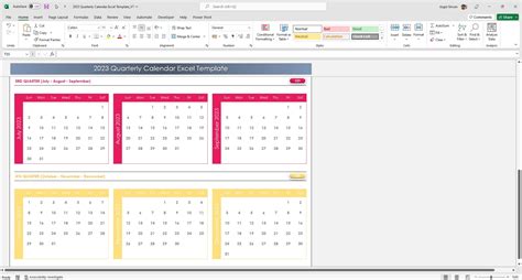 Quarterly Calendar Template Excel