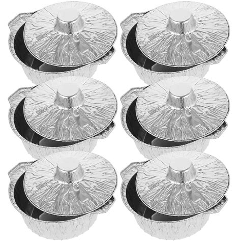 Kichvoe Aluminum Round Foil Pan 6pcs Disposable Food Container with Lid ...