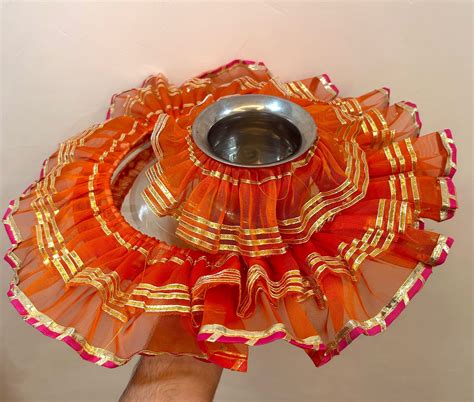 Combo of Pooja Thali and Lota Cover frill for Gangaur Pooja, Karva Cha ...