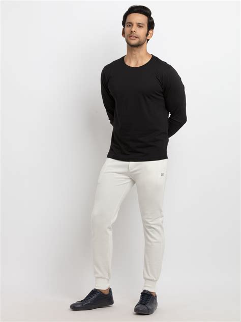Buy White Solid Regular Fit Joggers for Men | Status Quo