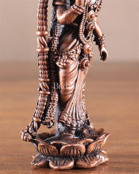 Pure Copper Standing Meenakshi Devi Idol – 5 Inch – Budhshiv.com