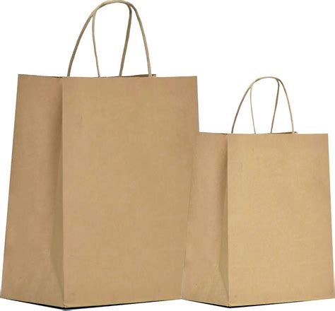 Buy Kraft Paper Bags with Handles Bulk 10x5x13 and 8x4.75x10.5 totally ...